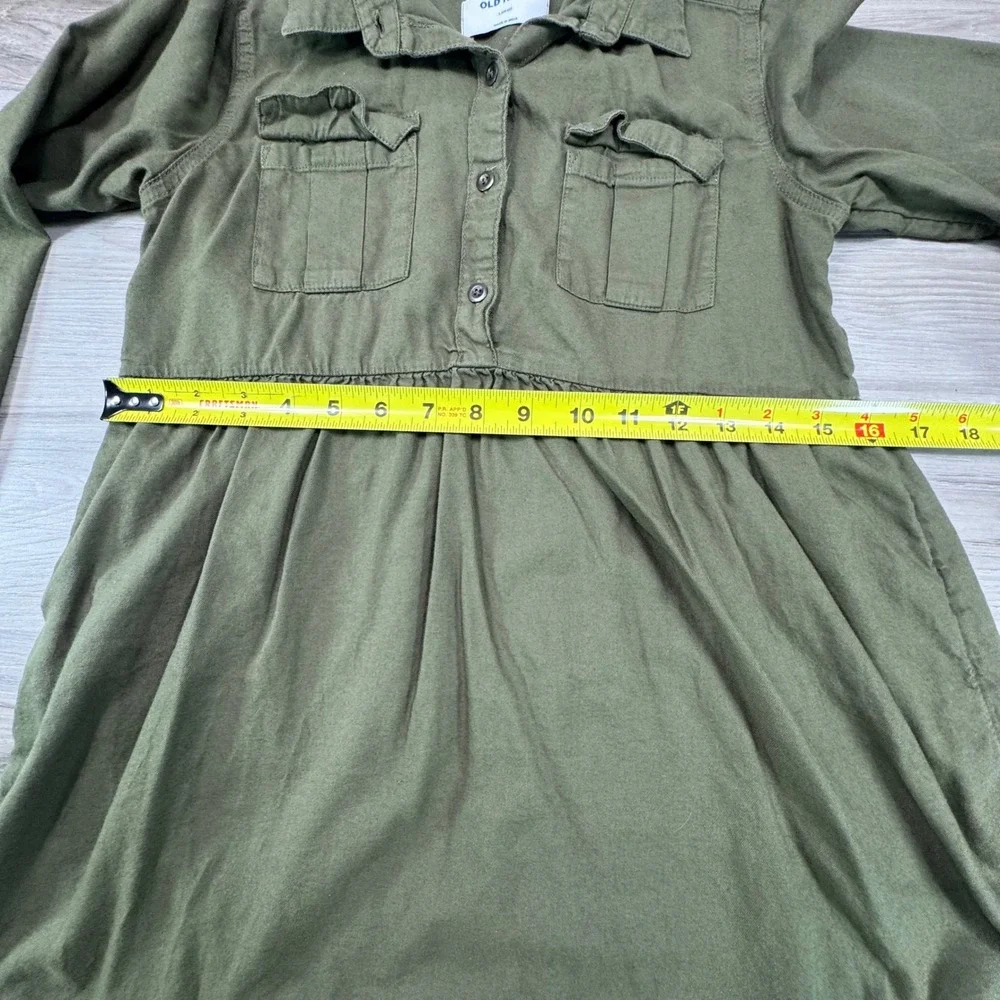 Old Navy Kids‎ Green Long Sleeve Collared Button Front Shirtdress Size L 10-12